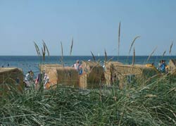 Sandstrand in Gollwitz - eignet sich aufgrund der geringen  Wassertiefe am Anfang besonders fr einen Strandurlaub mit Kind